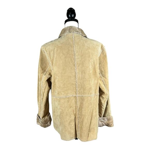 Vintage Massini Suede Leather Jacket With Faux Fur Lining And Trim - Picture 4 of 5